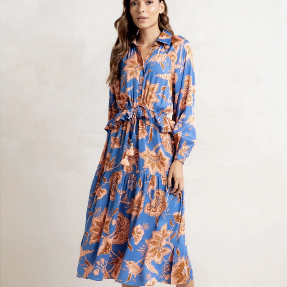 Omika Faye shirt dress. Sitara Azure colorway, XS. GUC.